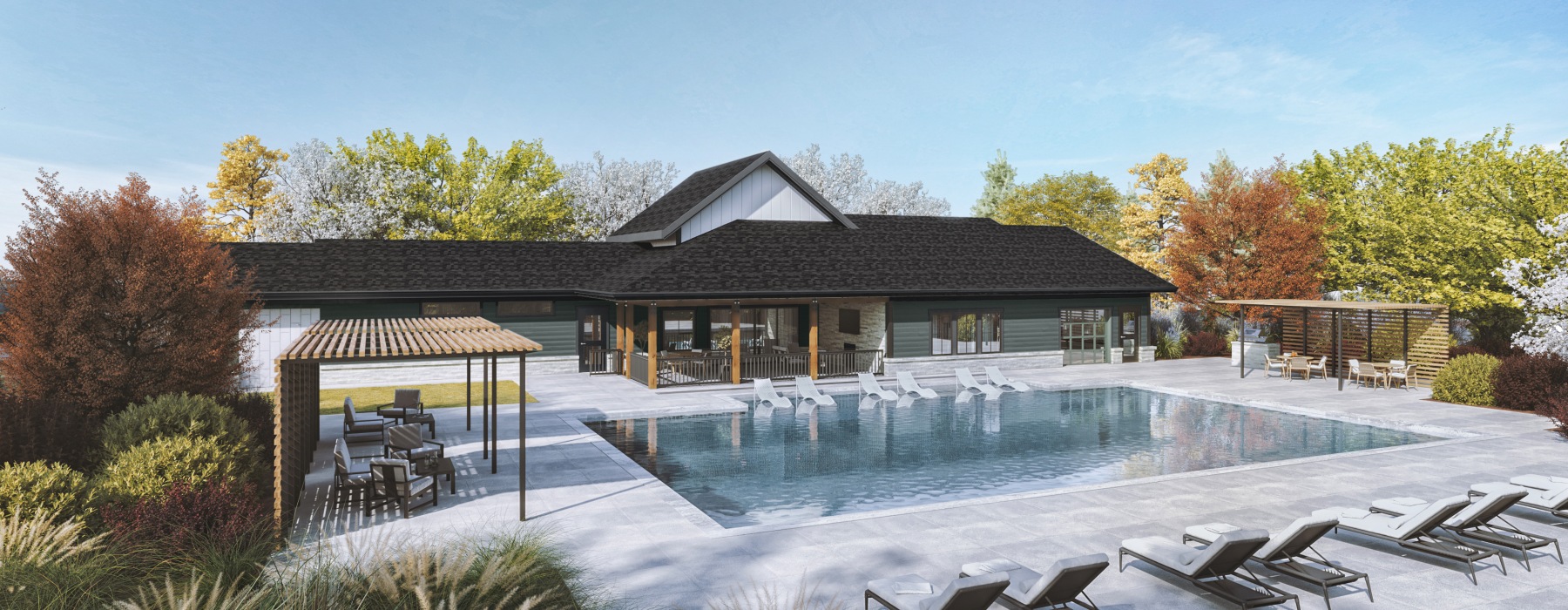 Resident clubhouse with resort inspired pool