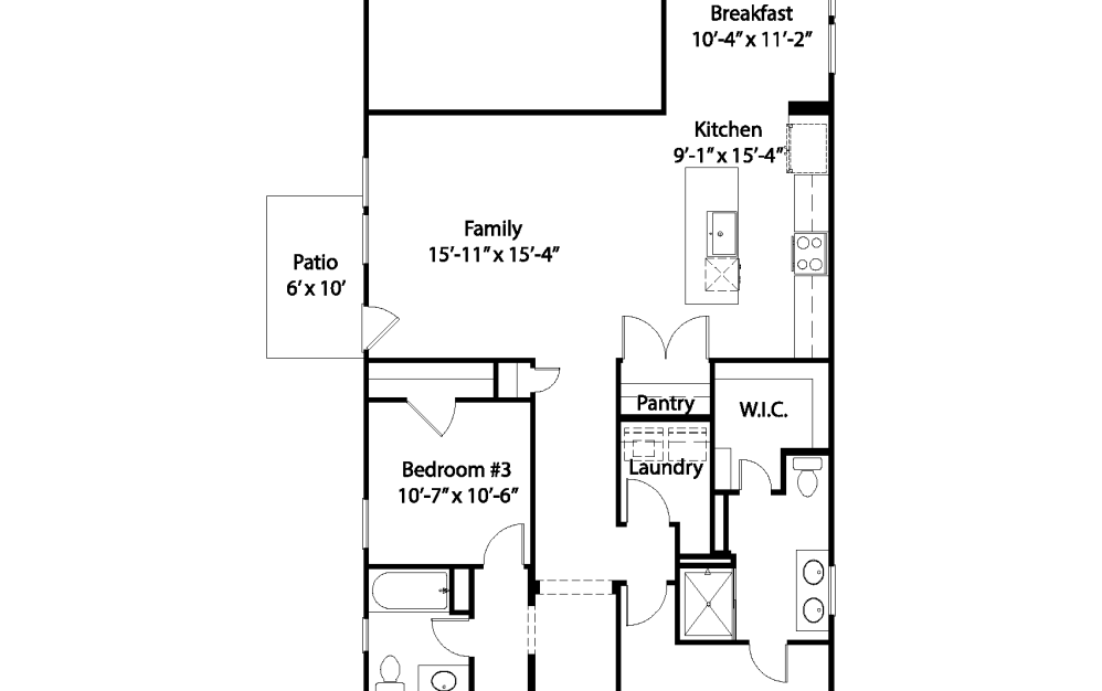 Richmond - 3 bedroom floorplan layout with 2 bathrooms and 1502 square feet (Exterior, 2D)