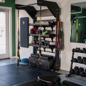 Rediscover your fitness routine a room with  workout equipment